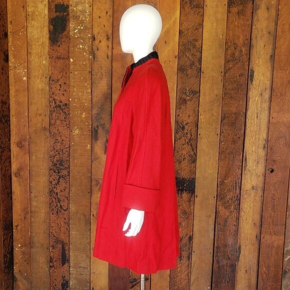 Joffeld Red & Black Wool Coat - Picture 2 of 10